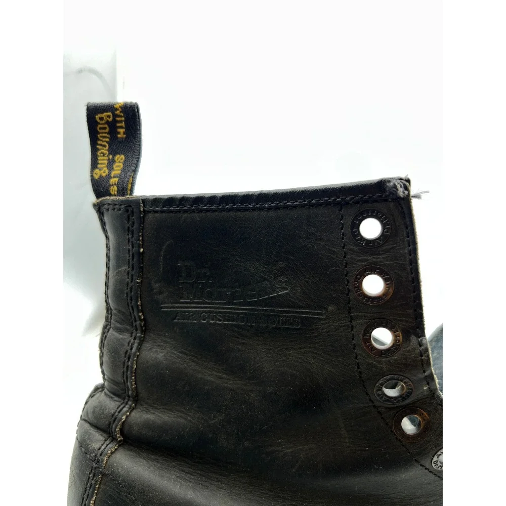 Vintage Dr Martens England Black Leather Square Toe Platform Boots Mens 8.5-9